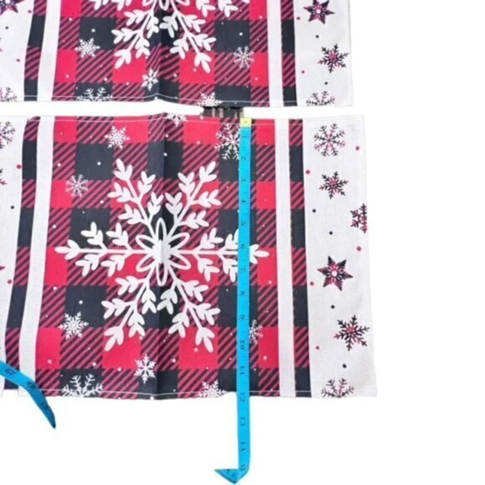 Winter Plaid Snowflakes Table Placemats Set Of 4 NEW Cottage Farmhouse Christmas